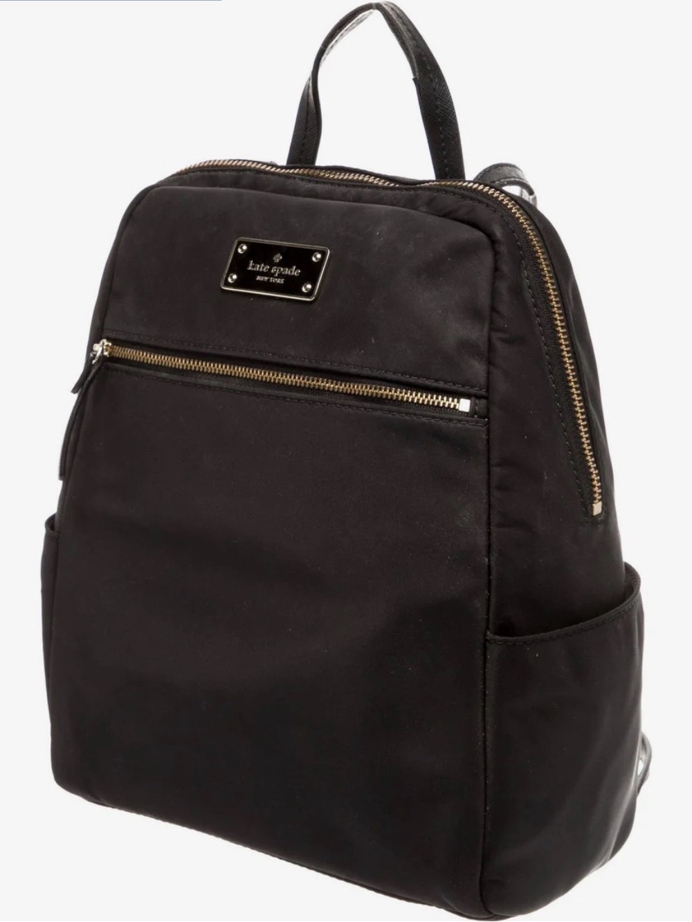 kate spade new black nylon backpack with gold hardware
